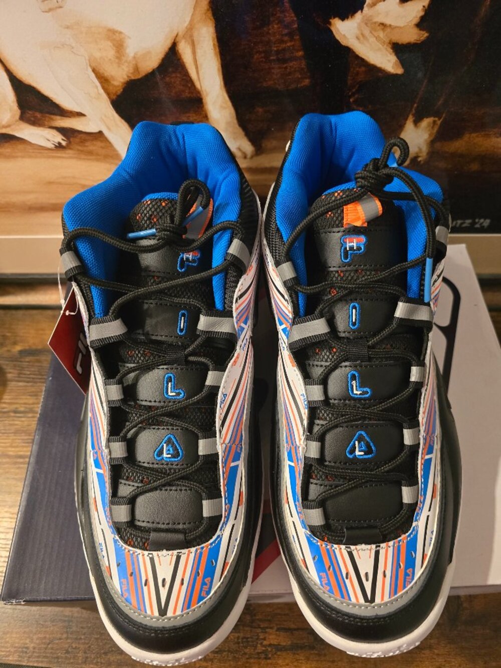 FILA - Men's Grant Hill 3 Shoes (1BM01289 132) White / Black / Blue Size 13 NEW